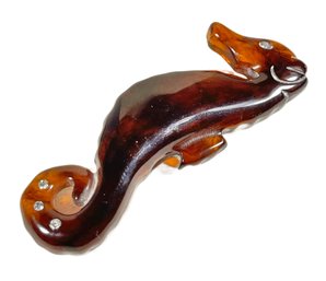 Vintage Bakelite Lucite Plastic Seahorse Brooch Pin