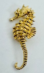 SMALL GOLD OVER STERLING SILVER SEAHORSE PENDANT OR BROOCH