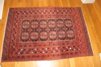 43x64 Orange, Red And Black Bokhara Wool Rug With Pad