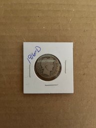 Beautiful 1916 - D Barber Quarter, Silver Coin