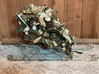 Christmas Lot W/rustic Sled, Tree Skirt & Ribbon