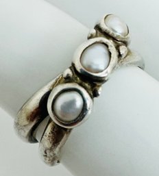 DESIGNER JGD (JANICE GIRARDI) HANDMADE STERLING SILVER PEARL RING