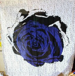 Large Designer Scarf By Andrea Odicini Having Large Blue Abstract Rose