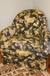 Black Floral Upholstered Chair