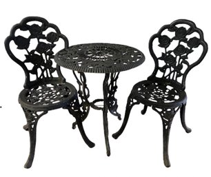 Black Cast Aluminum Patio Cafe Set