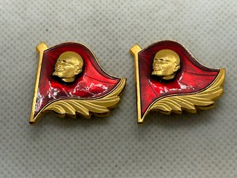 Vintage Russian Enamel LENIN Pinbacks