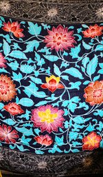 Beautiful Silk Scarf Large Size By Emanuel Ungaro Parallele Paris Lotus Flowers