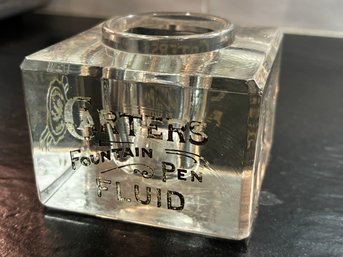 Antique Carters Fountain Pen Fluid Ink Store Counter Display Glass Block