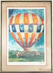 A Vintage Serigraph, Hot Air Balloon Lift Off, New Mexico, Original Pencil Signature, Wayland Moore, 1976