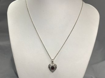 Lovely Vintage Sterling Silver / 925 18' Necklace /  Pendant With Dark Honey  Brown Topaz - Very Nice !