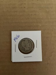 Beautiful 1916 Barber Quarter, Silver Coin