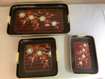 Vintage Toyo Nesting Lacquer Ware Trays Made In Japan