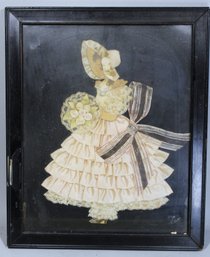 Framed 1920s Ribbon Doll Picture Black Frame