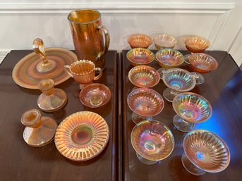 Collection Of 20 Pieces Of Carnival Depression Glass