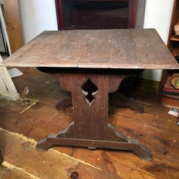 Solid Oak Pub Table From Jimmy Ryan's Pub In NYC - Needs Restoration - Will Be Fantastic When Redone