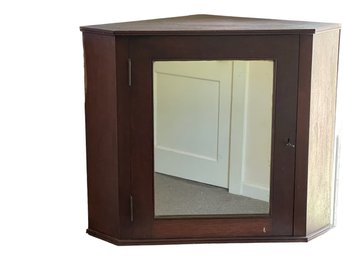 Antique Mahogany Corner Cabinet With Mirror And Key