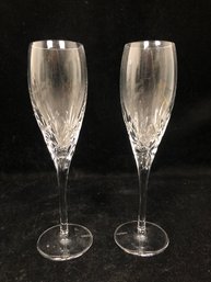 Pair Of Mikasa Crystal Orion Champagne Flutes