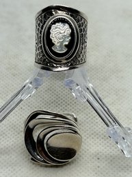 Pair Of Vintage Estate Sterling Silver Rings