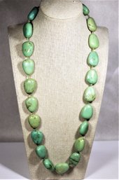 Vintage Green Turquoise Stone Beaded Necklace 24' Long