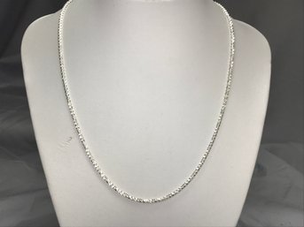 Lovely Brand New 925 / Sterling Silver Popcorn Necklace - Diamond Cut - Made In Italy - Brand New Unworn