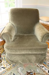 Large Green Velvet Upholstered Baker Armchair