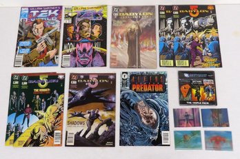 A Mixed Lot Of Comic Books - Babylon 5, William Shatner's Tek World, CD Movie & Holographic Skybox Cards