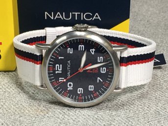 Brand New NAUTICA N83  Unisex Watch - Red, White & Blue Watch - Nylon Strap - With Original Box & Booklet