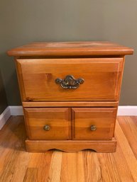 Vintage Pine Night Stand Table  With Drawers