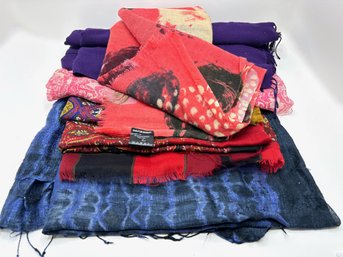 6 Large Shawls & Scarves Including Wool Marimekko