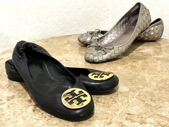 Two Pair Leather Flats By Tory Burch 8.5M