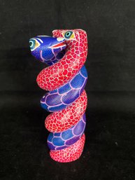 Animalito Snake Carved, Painted Animals Of The Artists Of Oaxaca. Signed By The Artist