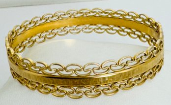 VINTAGE SIGNED KREMENTZ GOLD TONE BANGLE BRACELET