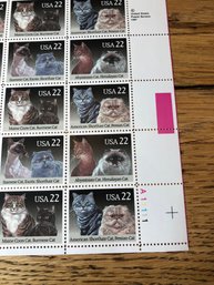 Scott 2372-2375 CATS Sheet Of 40 US 22 Stamps MNH 1988.  Lot 31