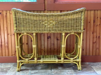 A Quality Planter Stand In Natural Wicker & Bamboo