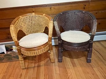 A PAIR OF RATTAN DRESSING CHAIRS