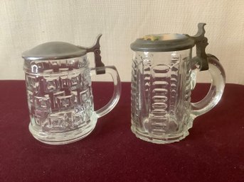 Pair Of Glass Beer Steins #24