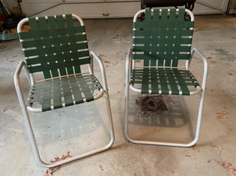 Pair Of Retro Aluminum Frame Stackable Patio Chairs.