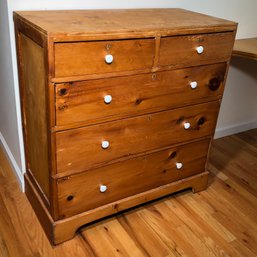 Lovely Antique Pine Cottage Dresser - 1860-1890 - White Porcelain Knobs - Very Nice Piece - Hand Made