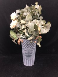 Galvanized Tin Metal Vase With Arrangement