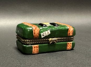 Porcelain Trinket Box, Vintage Suitcase