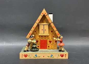 Vintage Mid-Century Music Box In Wood, Hansel & Gretel