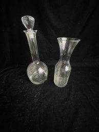 Etched Decanter And Vase