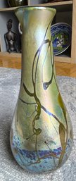 Vintage Signed LANGFORD Iridescent Art Glass Vase