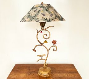 An Art Metal Lamp With A Custom Shade