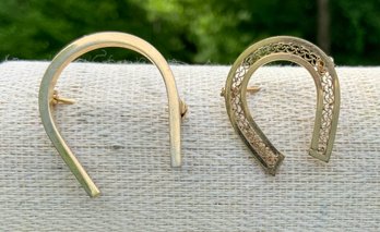 2 Beautiful Vintage 12Kt Gold Filled Horseshoe Brooches