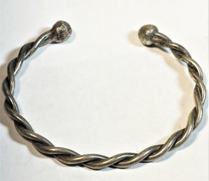 Old Hand Crafted Sterling Silver Cuff Bracelet Braided