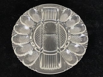 Vintage 1960s Cut Glass Deviled Egg Platter