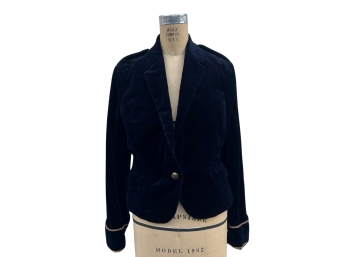 Womens Ralph Lauren, Size 14 Navy Blazer With Embroidered Gold Cuffs