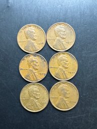 6 Wheat Pennies 1930, 1934, 1935, 1937, 1938, 1939