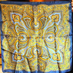 Beautiful Fine Designer Blue Paisley Design Silk Scarf